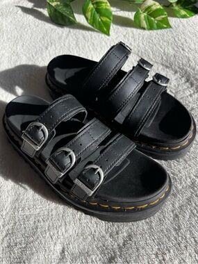 Dr Martens | Women’s The Blaire Leather Slide with Buckles Black Size 6